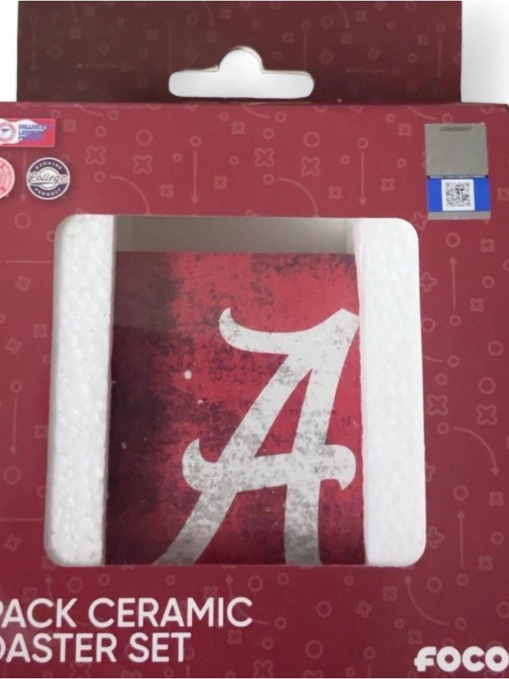 Alabama Crimson Script 'A' Ceramic Coaster Set - Crimson & White